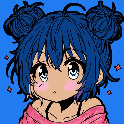 a manga girl with messy small buns