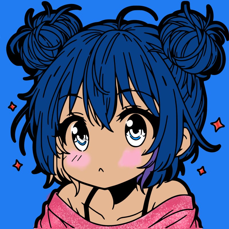 a manga girl with messy small buns