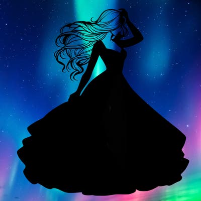 realistic woman with dress flowing in the wind