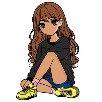 girl sitting realistic