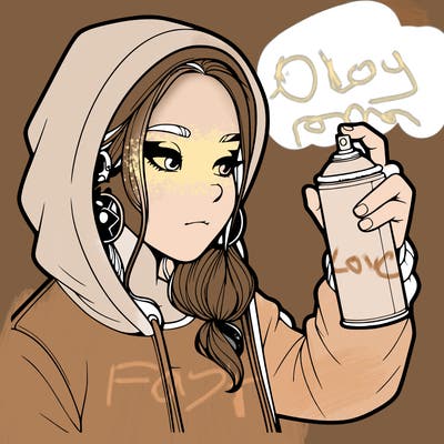 a realistic girl, spray painting