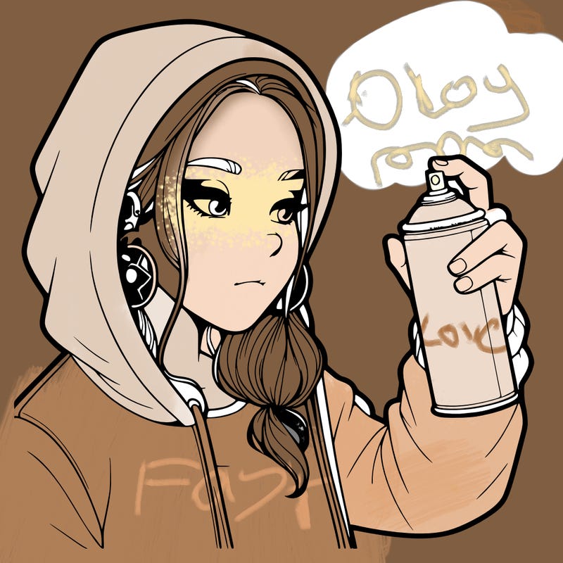 a realistic girl, spray painting