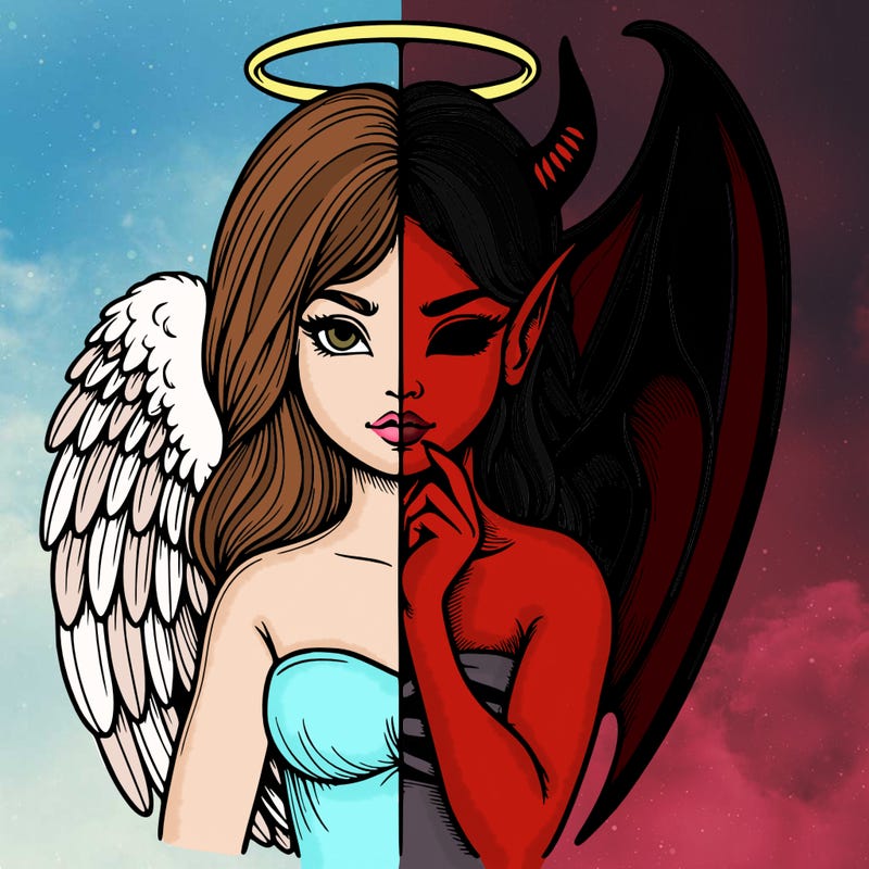 realistic angel half demon