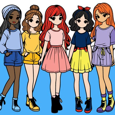 a group of five girls