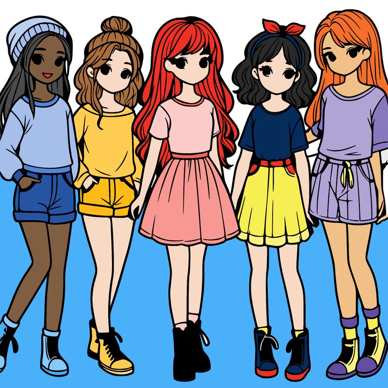 a group of five girls