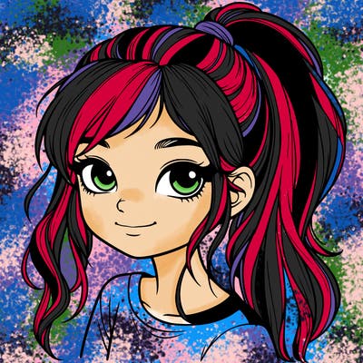 realistic girl with ponytail