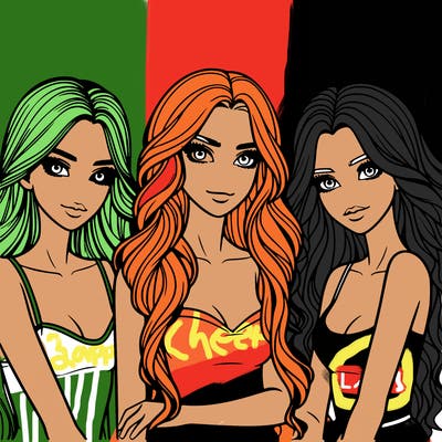 a group of girls realistic