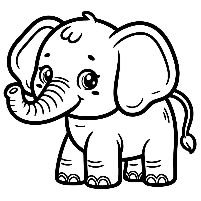 elephant coloring page, thin lines