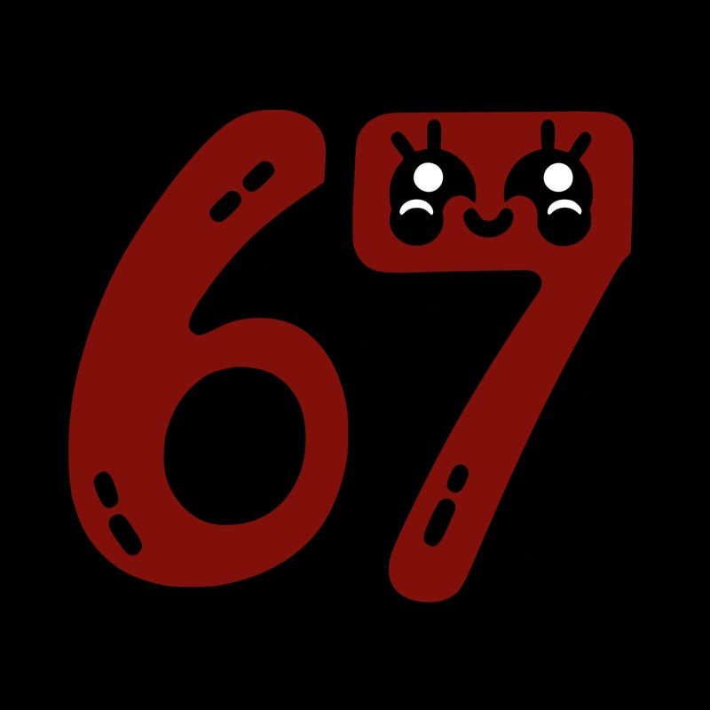 the numbers 67