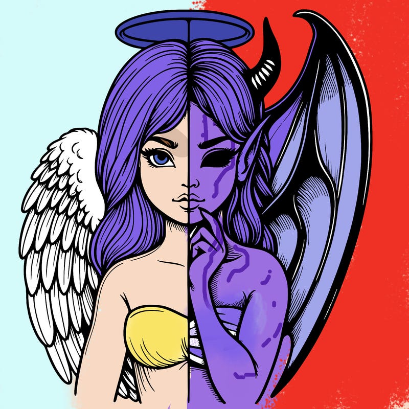 realistic angel half demon