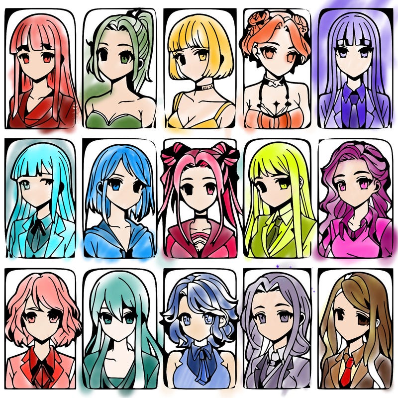 girls that look diffrent anime