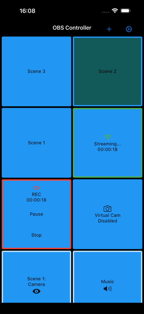 OBS Controller - OBS Controller mobile app scene switcher and recording controls dashboard