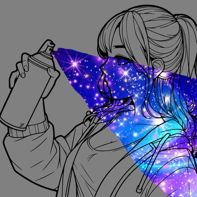 a realistic girl spray, painting