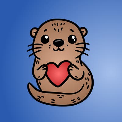 otter with a heart
