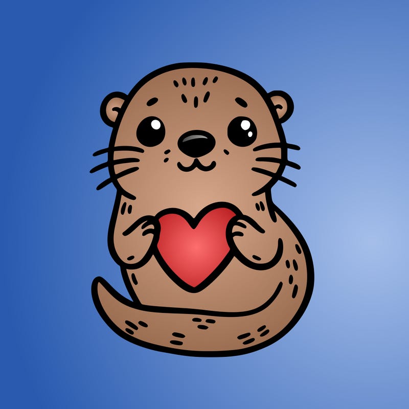 otter with a heart