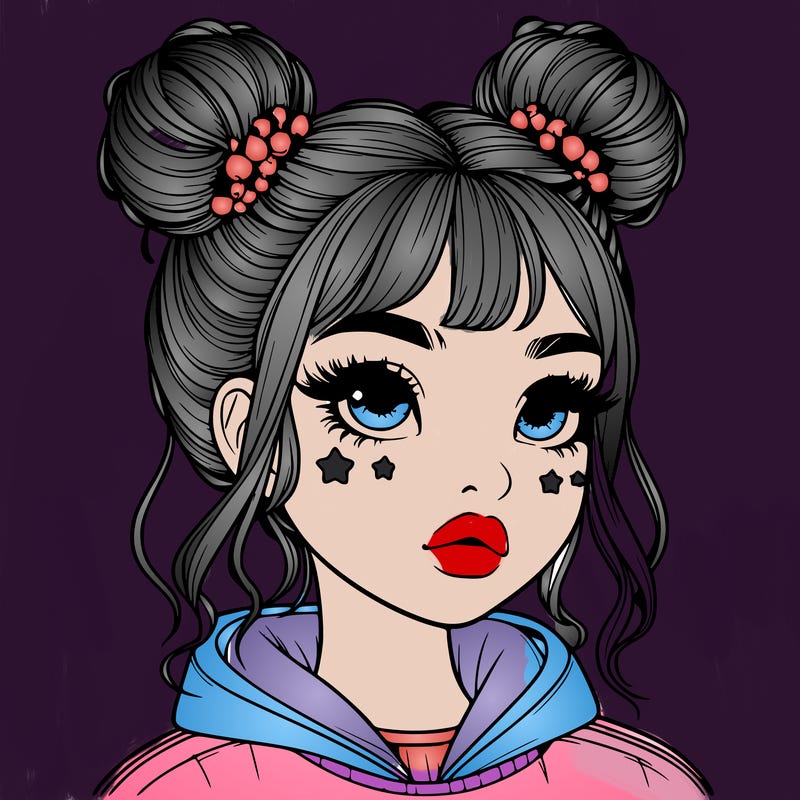 realistic girl with space buns