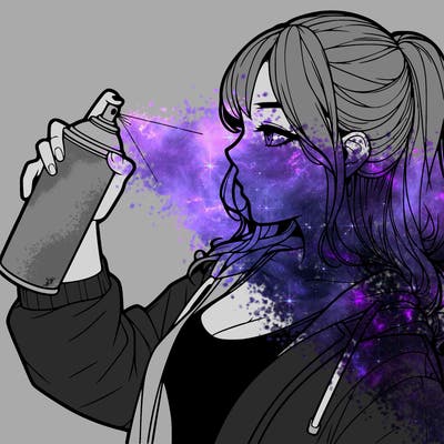 a realistic girl spray, painting