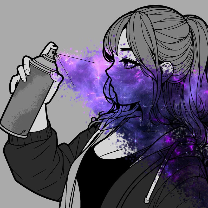 a realistic girl spray, painting