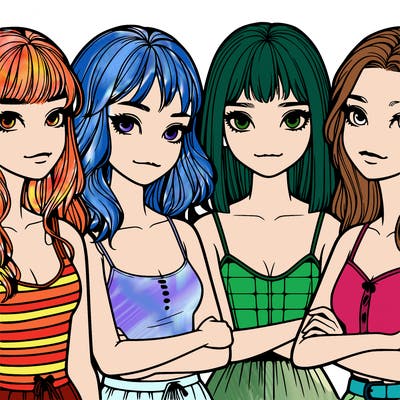 four realistic girls