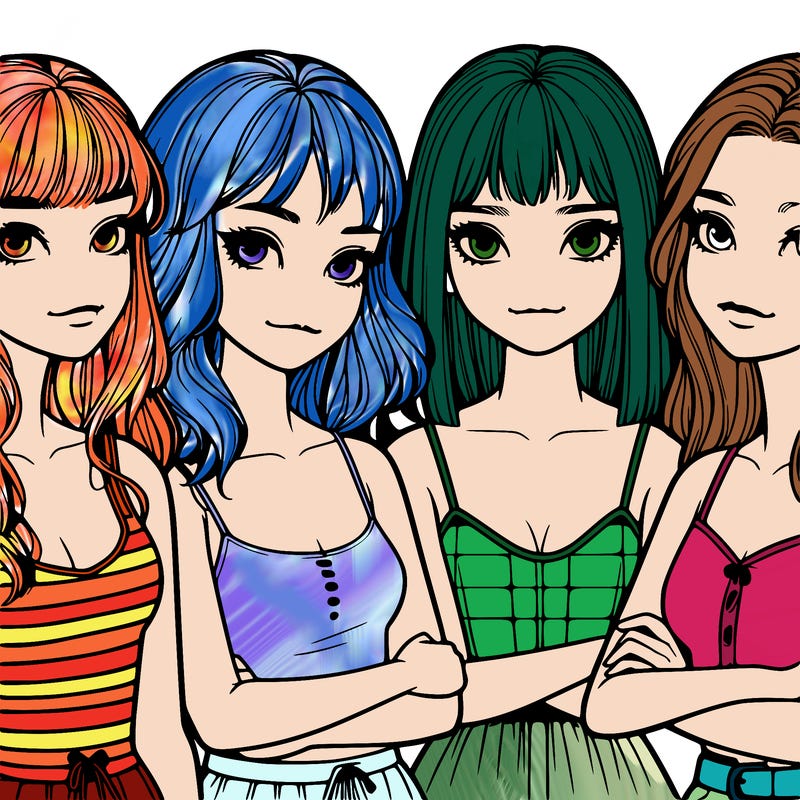 four realistic girls