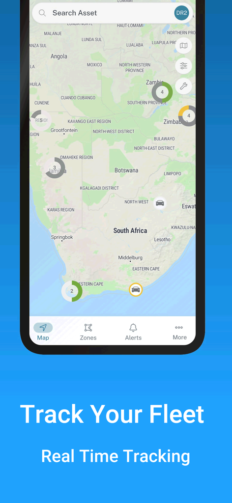 マップ上でリアルタイムのフリート追跡を表示するGPS Monitor Plusアプリ