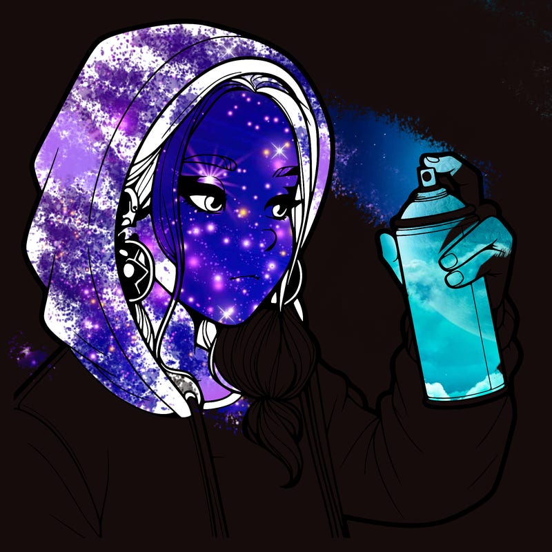 a realistic girl, spray painting