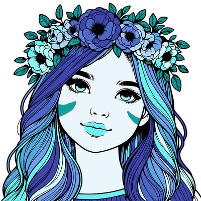 realistic girl with flower crown