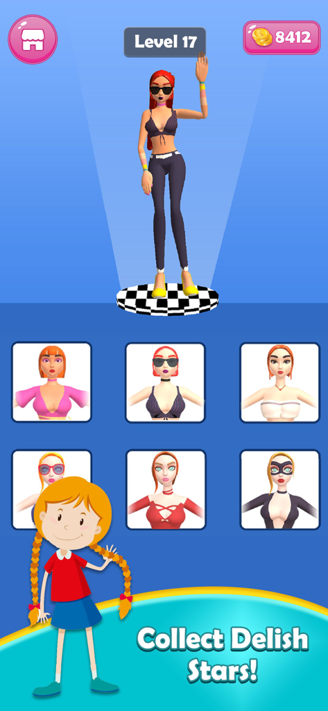 Hair Challenge - Hair Cut Run - Character customization screen in Hair Challenge showing various female avatars and outfits