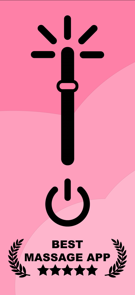 Vibrate Phone • Spicy - Promotional graphic for Vibrate Phone Spicy app featuring a massage wand icon and five stars on a pink background