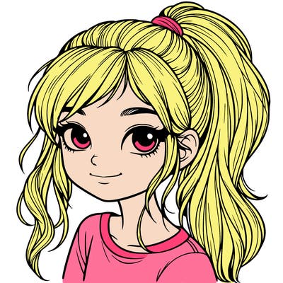 realistic girl with ponytail