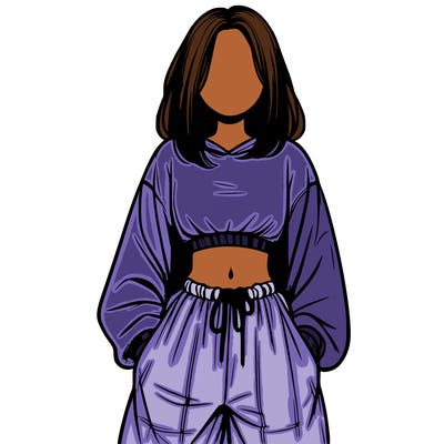 realistic girl faceless with baggy pants and a crop top