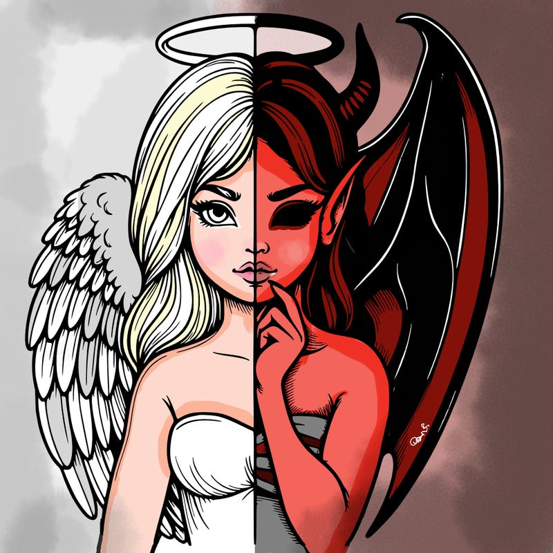 realistic angel half demon