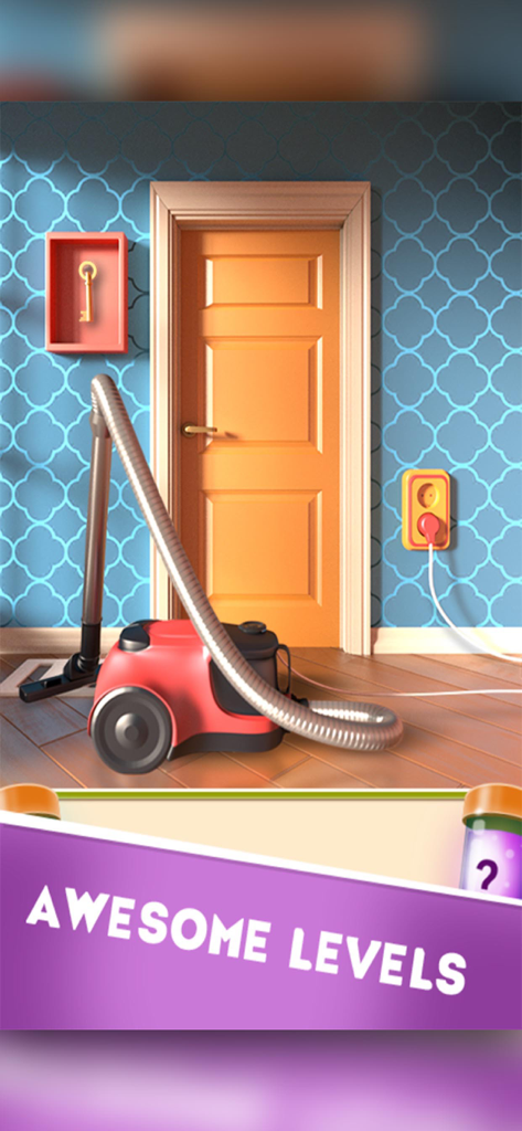 100 Doors Puzzle Box - Un niveau de puzzle logique de 100 Doors Puzzle Box montrant un aspirateur et une porte orange verrouillée