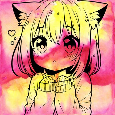 shy anime catgirl