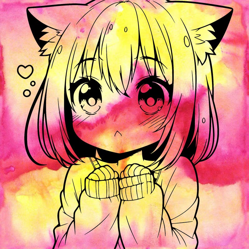 shy anime catgirl