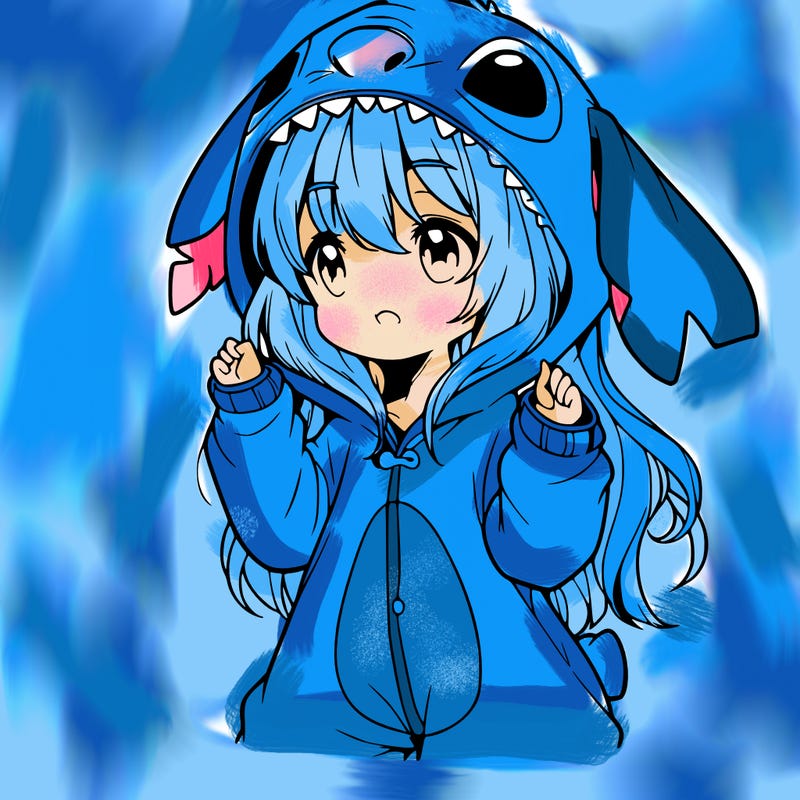 anime girl in a stitch onsie