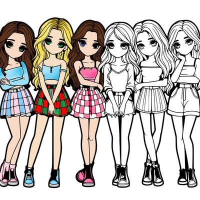 a group of girls realistic