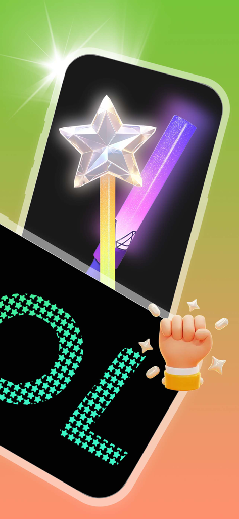 LED Banner-Scroller Text Maker - LED banner app showing a glowing star wand and scrolling digital text