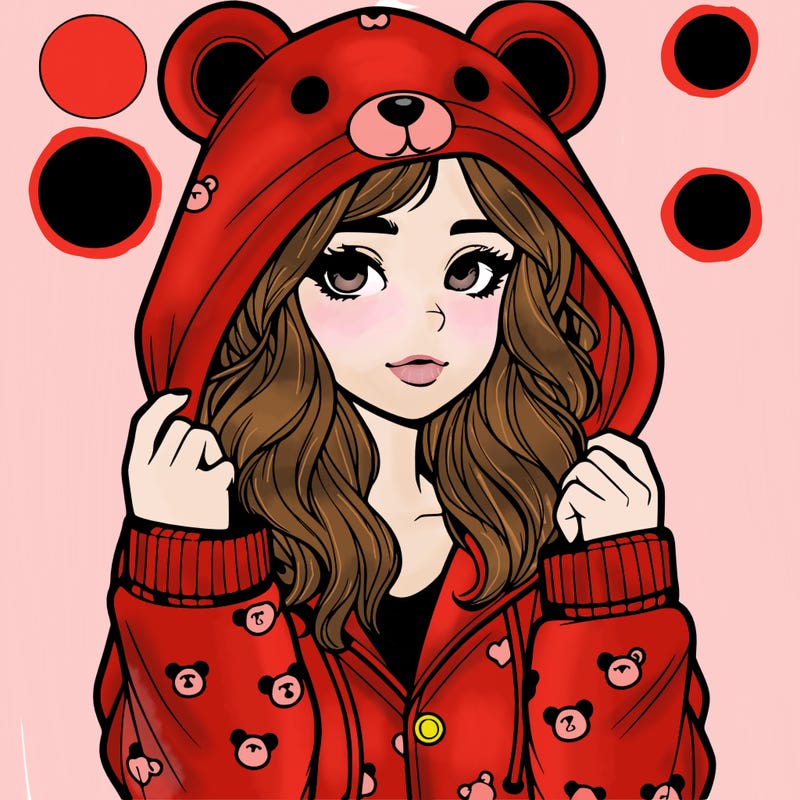 realistic girl in a animal pjs hoodie