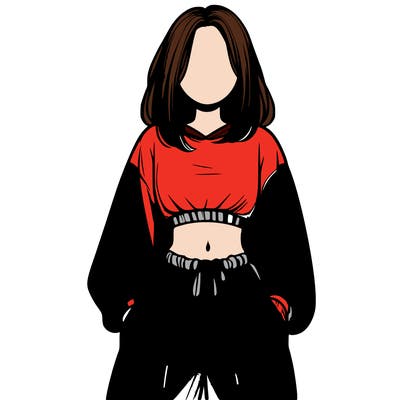realistic girl faceless with baggy pants and a crop top
