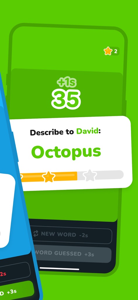 Charades - Explosive Seconds - Gameplay interface of Charades Explosive Seconds showing the word Octopus and a countdown timer