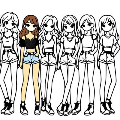 a group of girls wearing crop tops and shorts