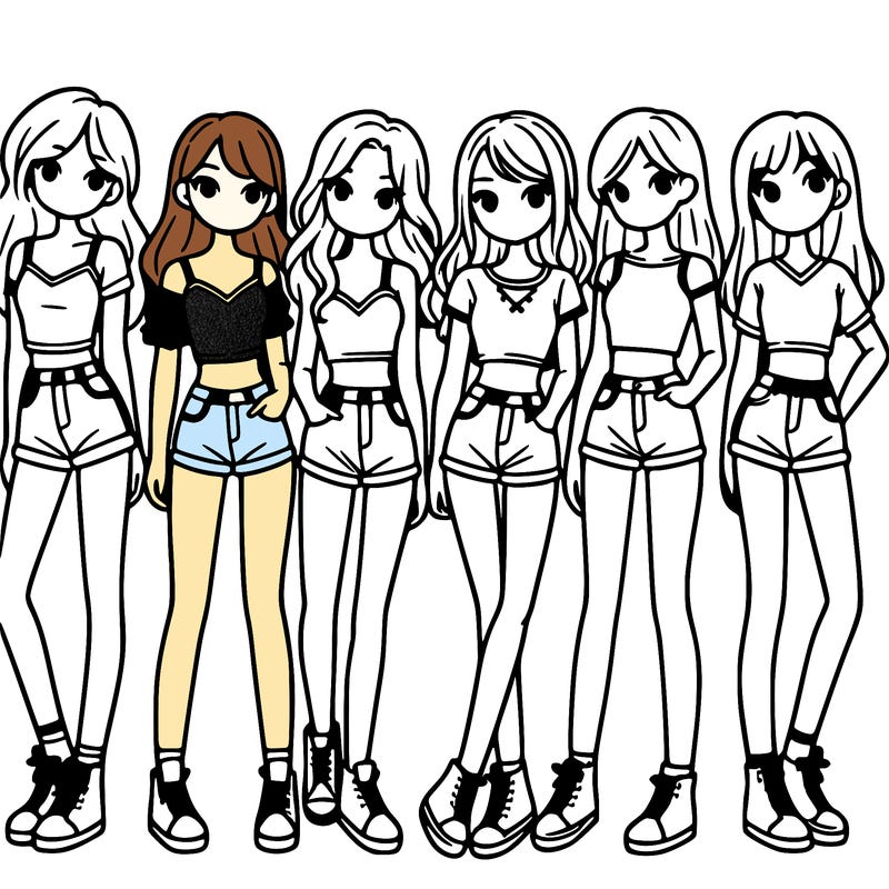 a group of girls wearing crop tops and shorts