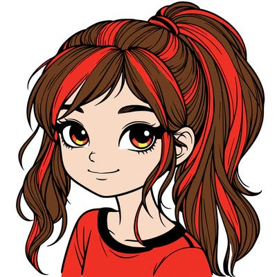 realistic girl with ponytail