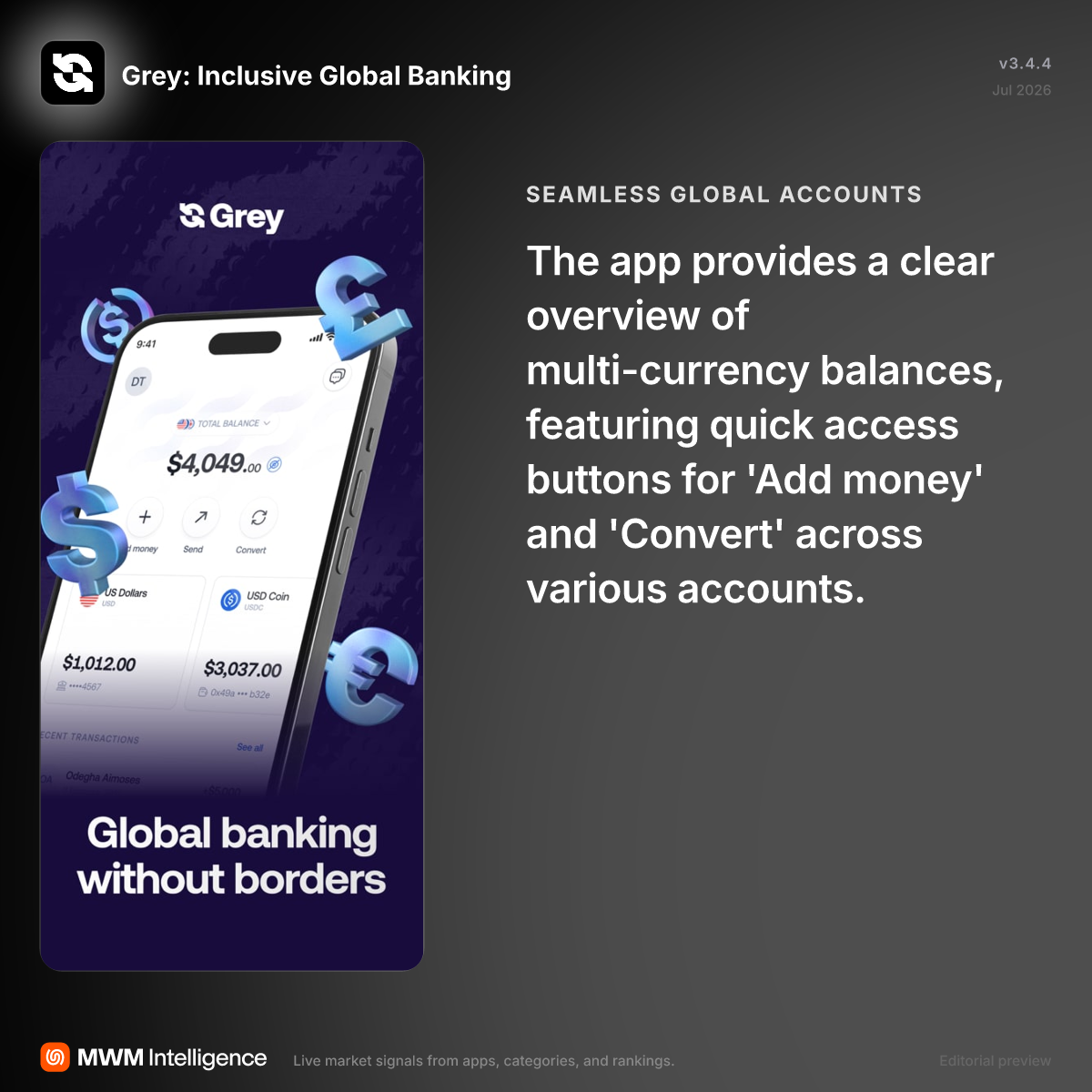 Grey: Inclusive Global Banking - Finance App | MWM