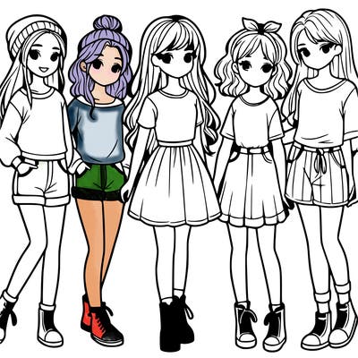 a group of five girls