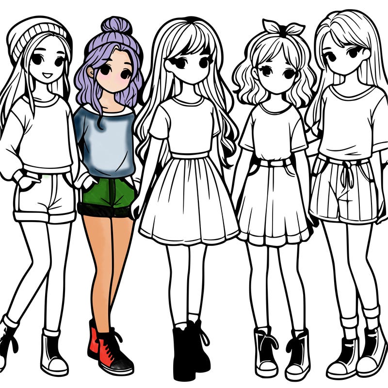 a group of five girls