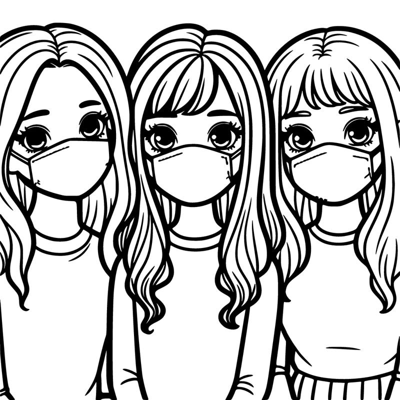 3 girls wearing face masks