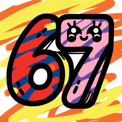 the numbers 67