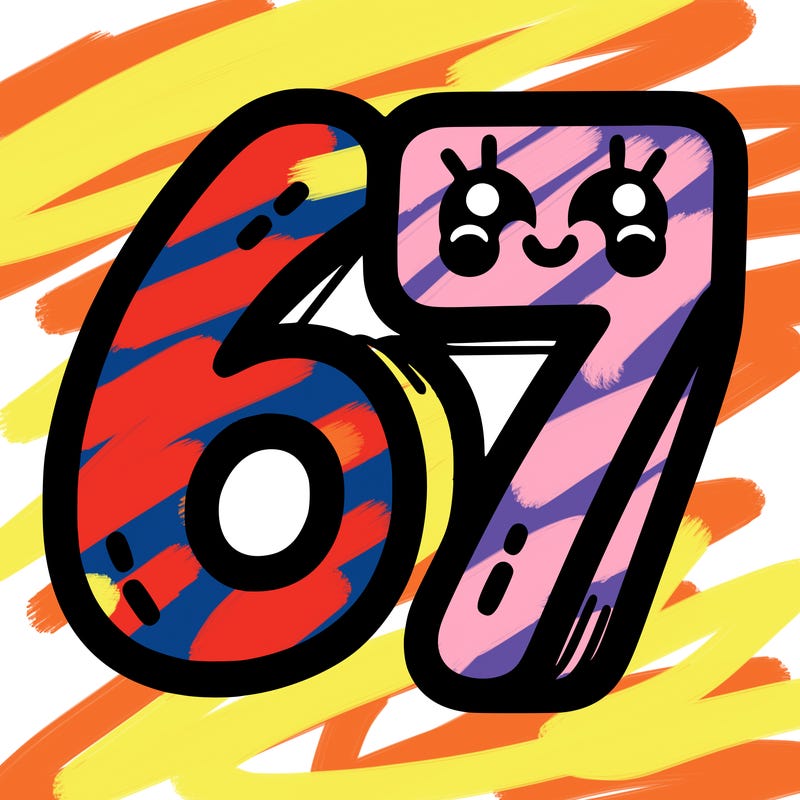 the numbers 67